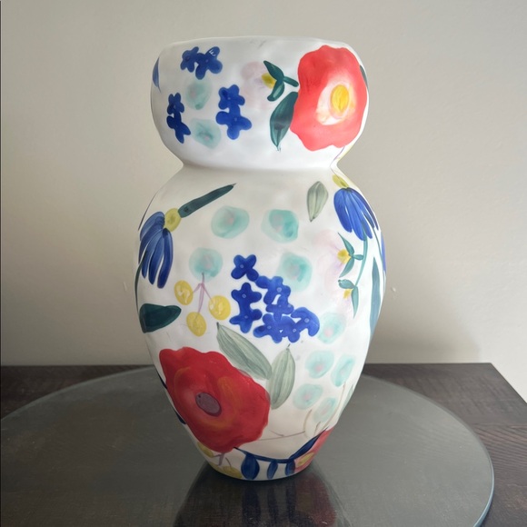 Anthropologie Floral Hand-Painted Ceramic Vase - Picture 4 of 13